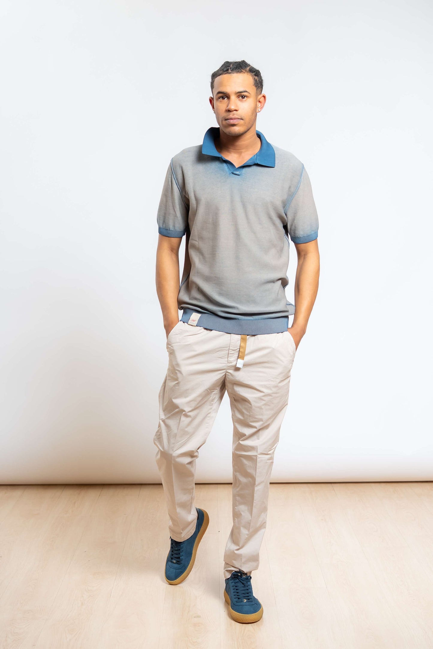 Polo Perry Reversibile in Filo di Cotone Blu