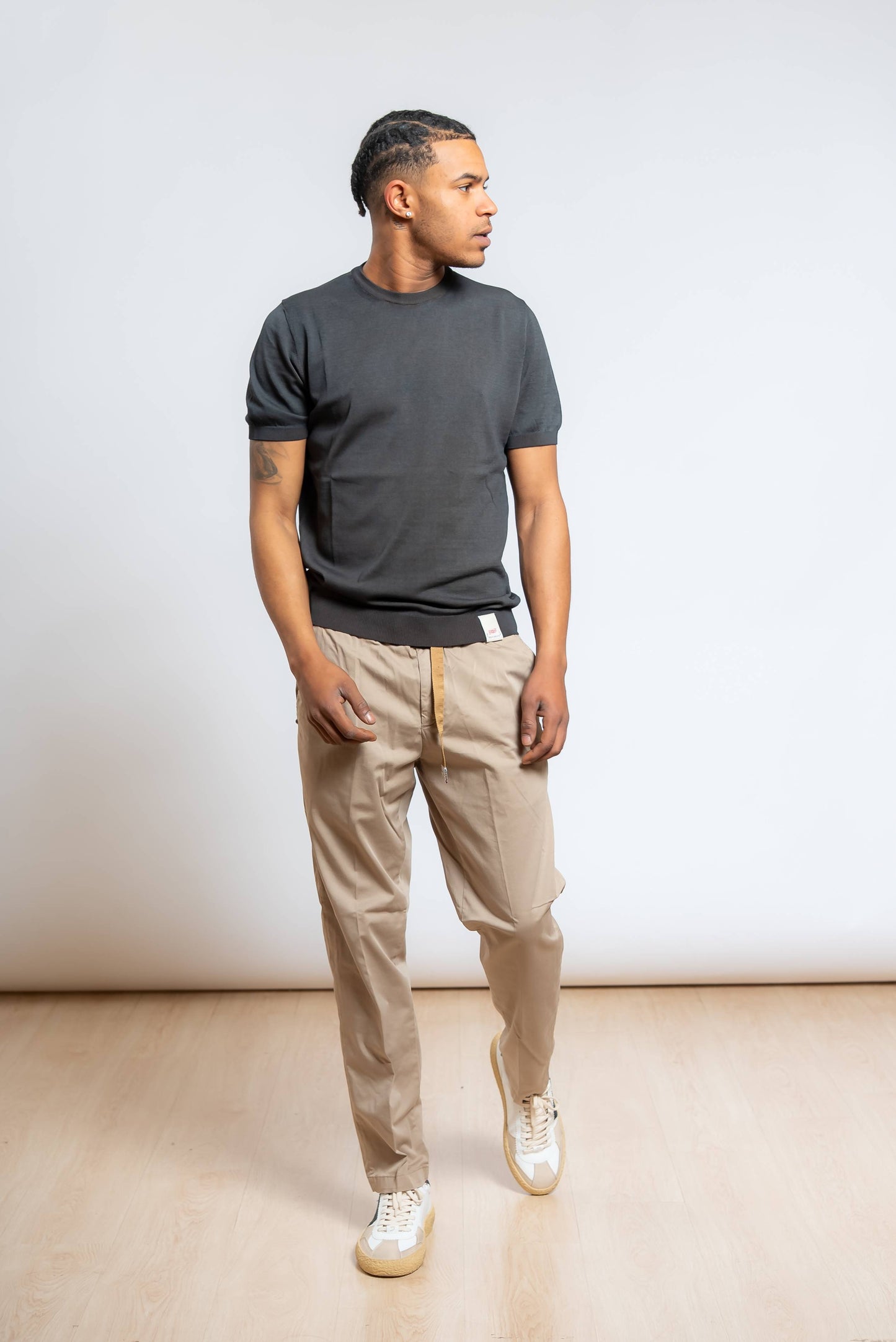 T-shirt Eddy Reversibile in Filo di Cotone Marrone