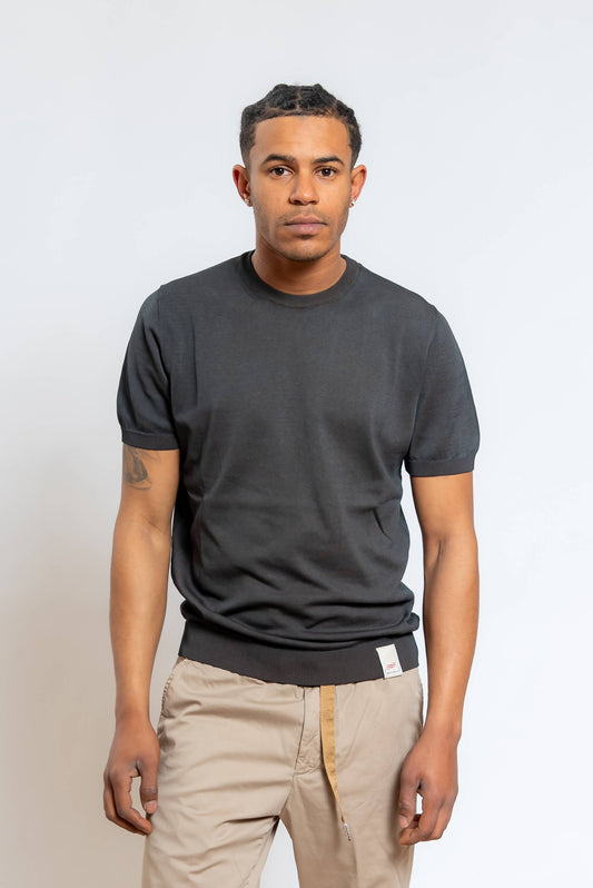 T-shirt Eddy Reversibile in Filo di Cotone Marrone