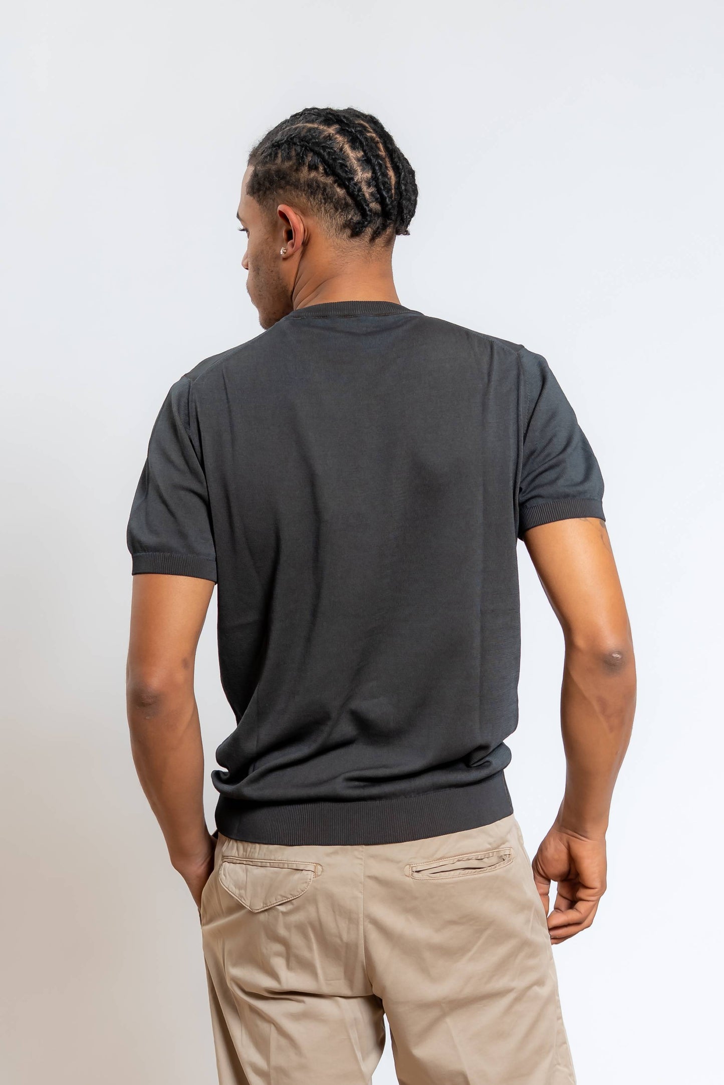 T-shirt Eddy Reversibile in Filo di Cotone Marrone