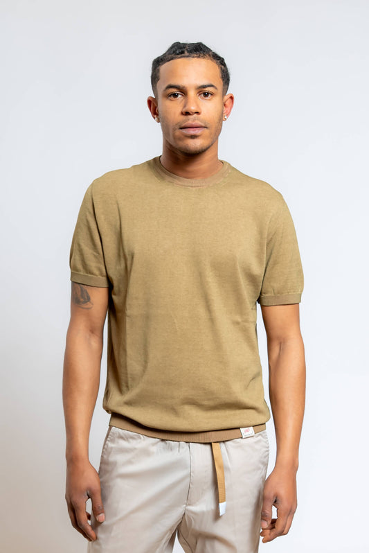 T-shirt Eddy Reversibile in Filo di Cotone Beige