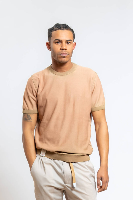 T-shirt Eddy Reversibile in Filo di Cotone Beige