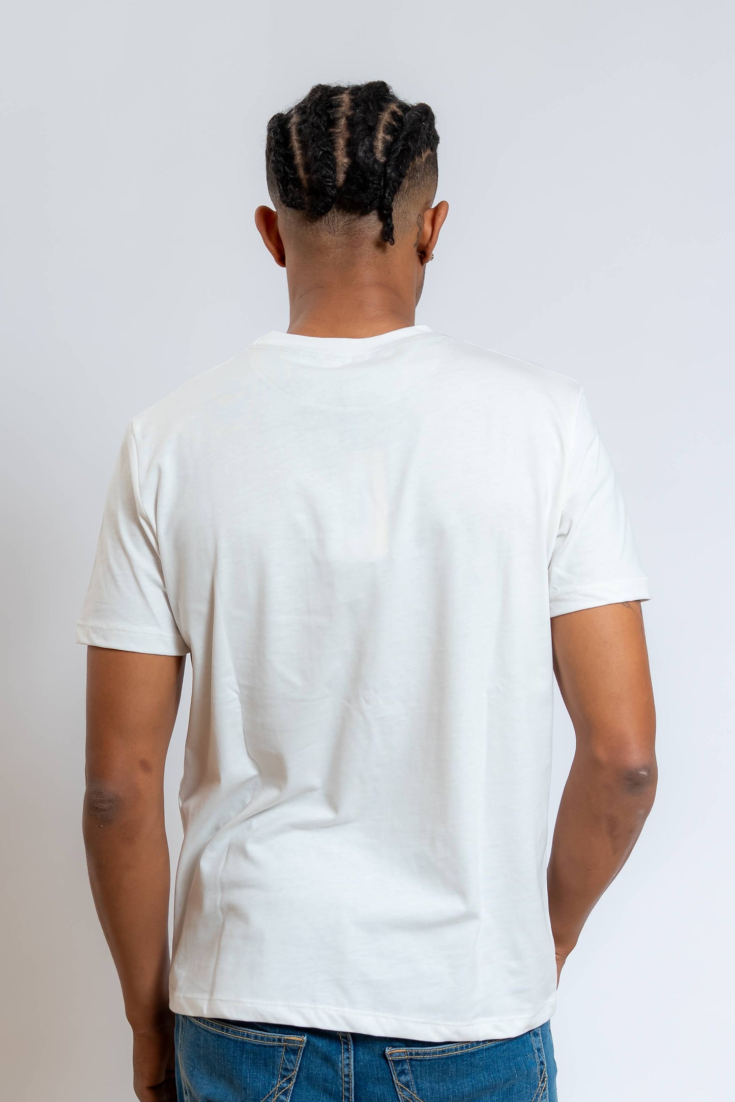 T-shirt Pocket Bianca con Taschino a Fantasia