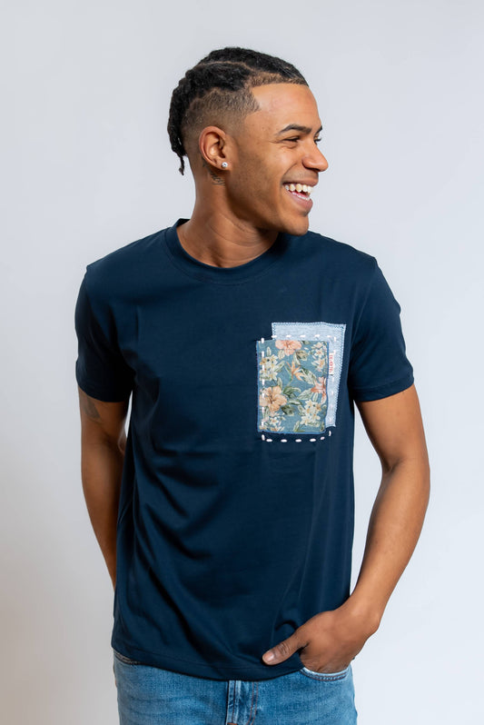 T-shirt Pocket Blu con Taschino Fantasia