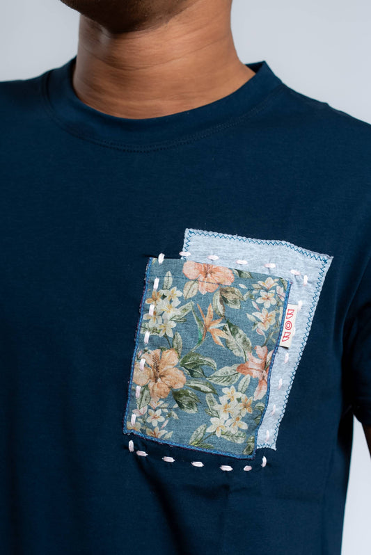 T-shirt Pocket Blu con Taschino Fantasia
