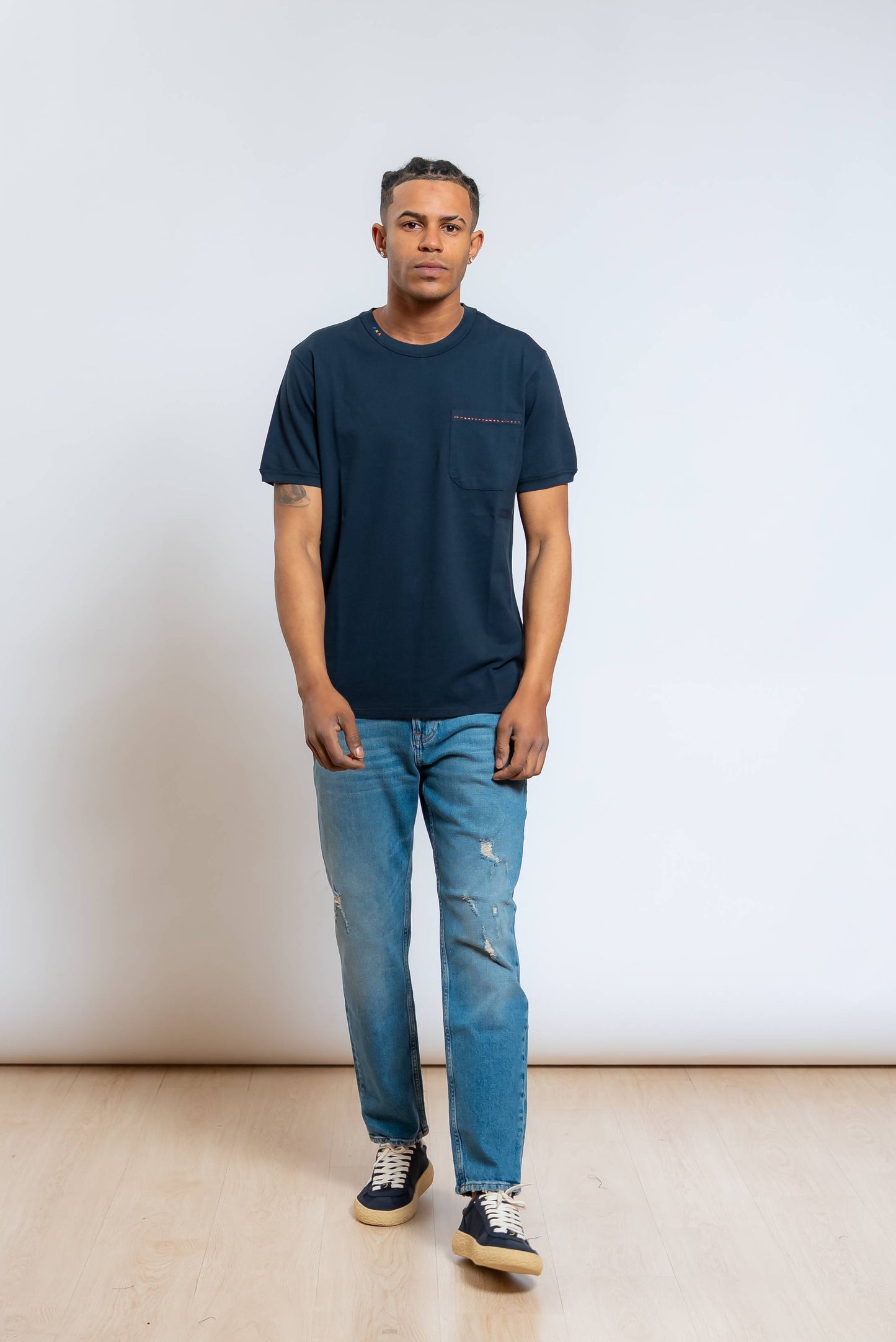 T-shirt Disk/T Blu con Taschino