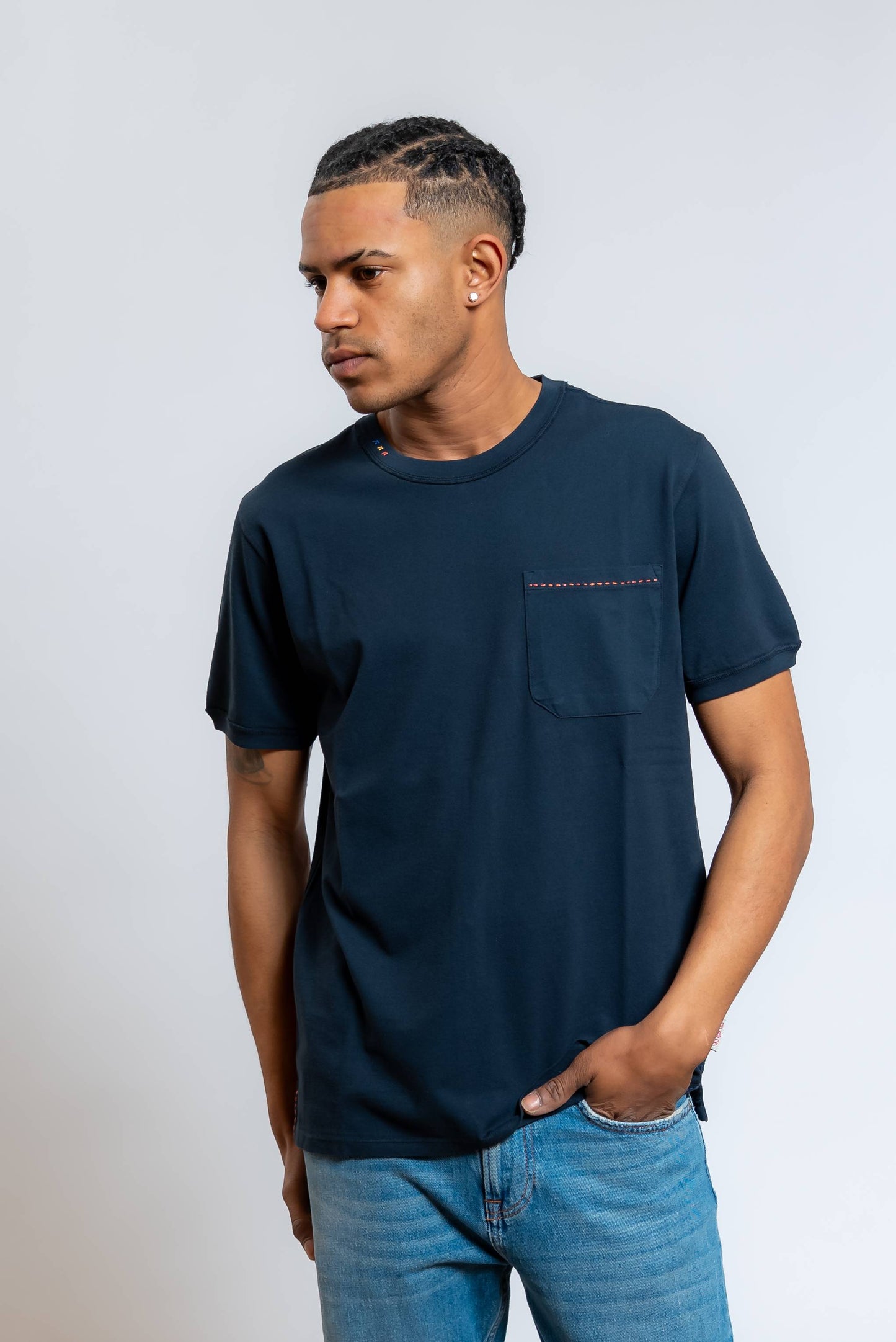 T-shirt Disk/T Blu con Taschino