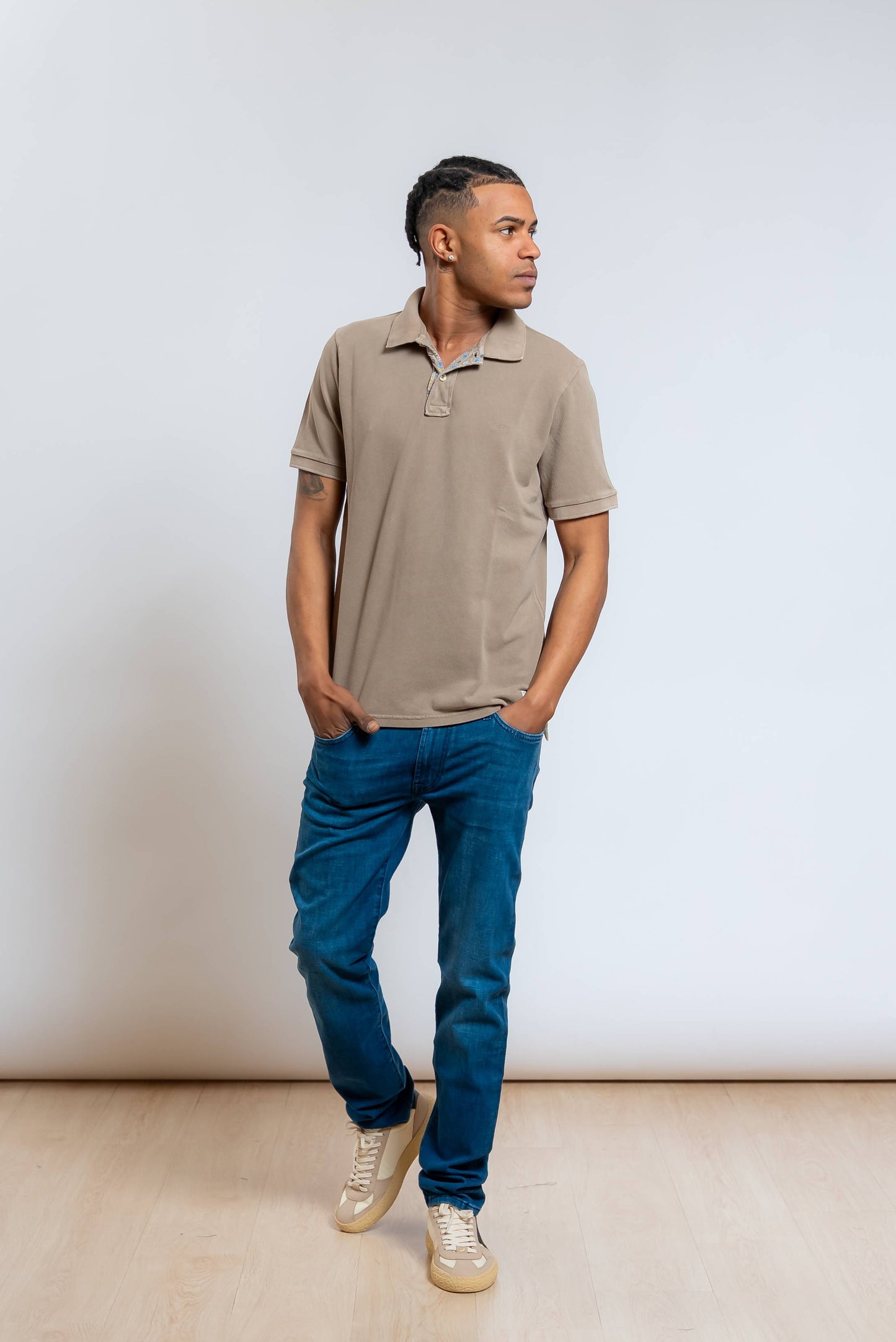 Polo Bliss in Piquet Beige con Logo