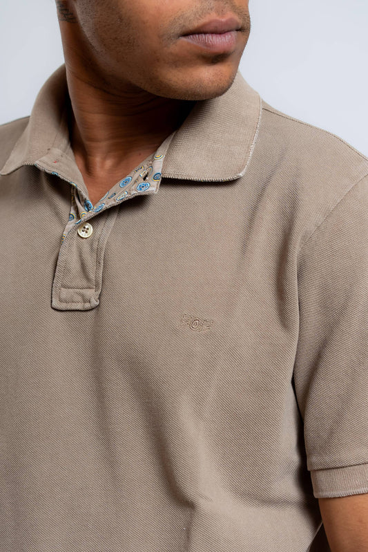 Polo Bliss in Piquet Beige con Logo