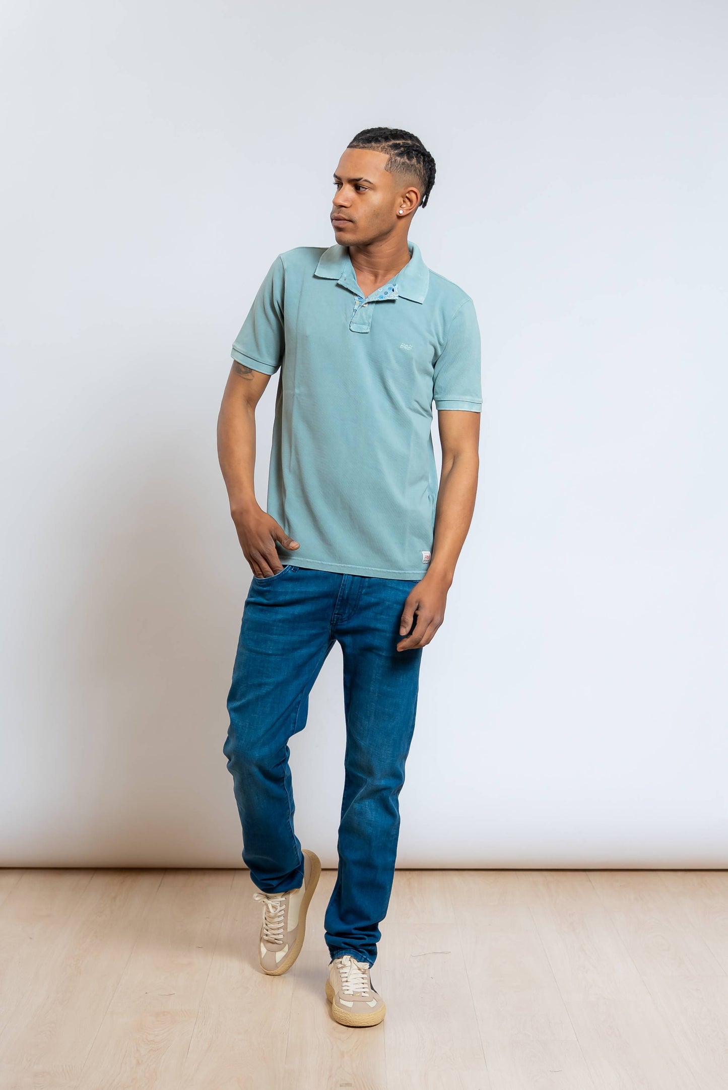Polo Bliss in Piquet Verde Acqua con Logo