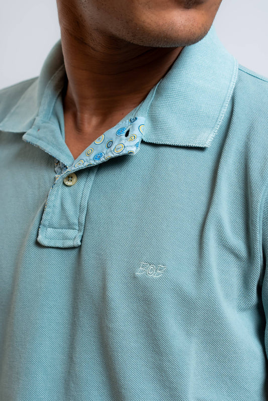 Polo Bliss in Piquet Verde Acqua con Logo