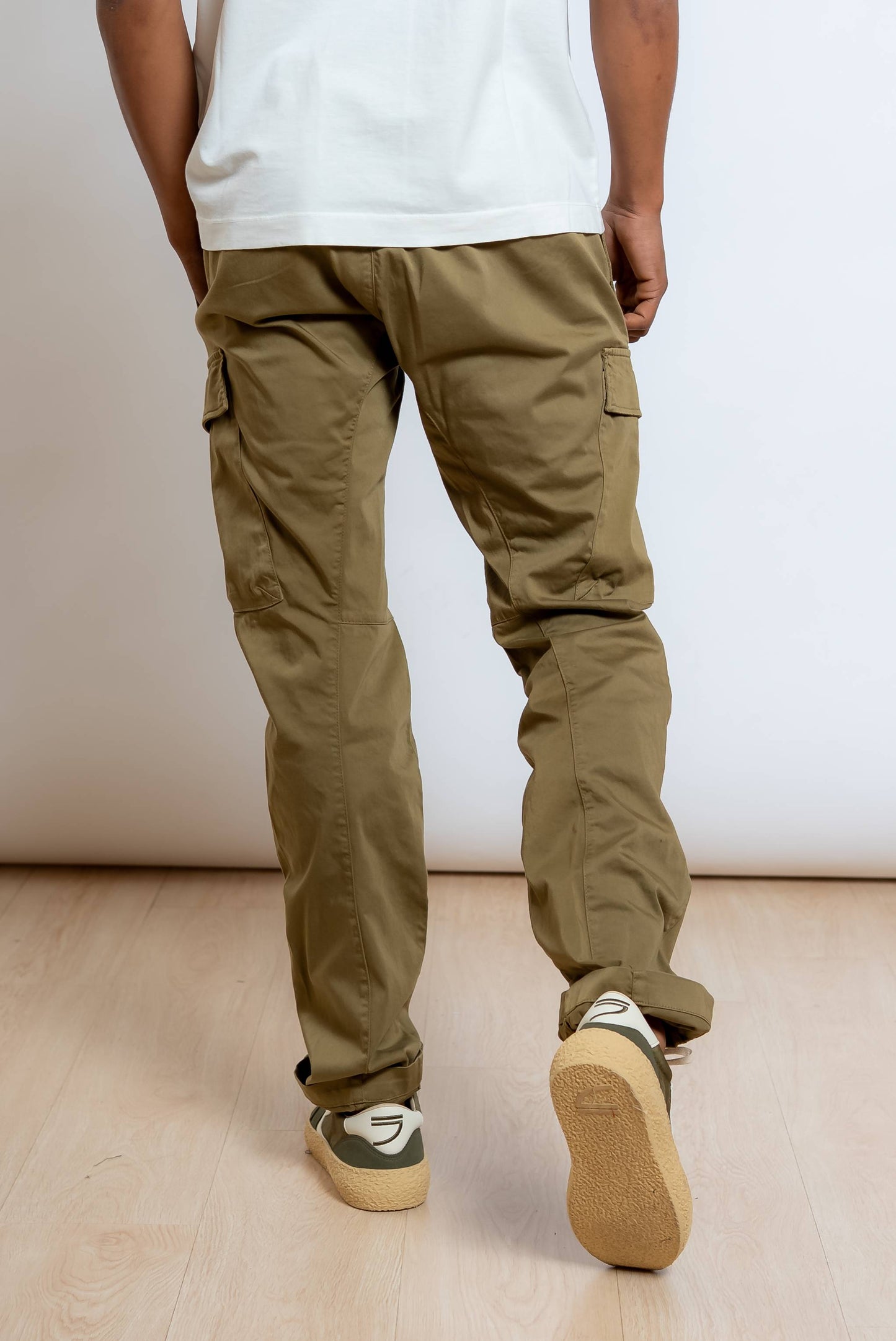 Pantaloni Cargo Satin Stretch Verde