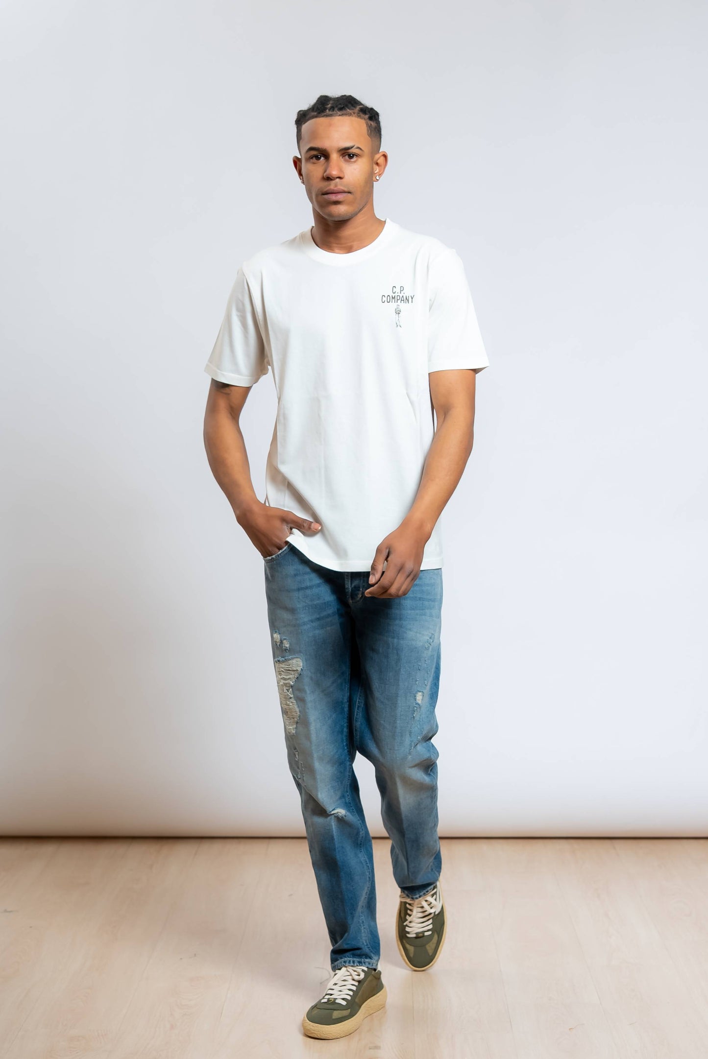 T-shirt Bianca con Logo Sailor Stampato