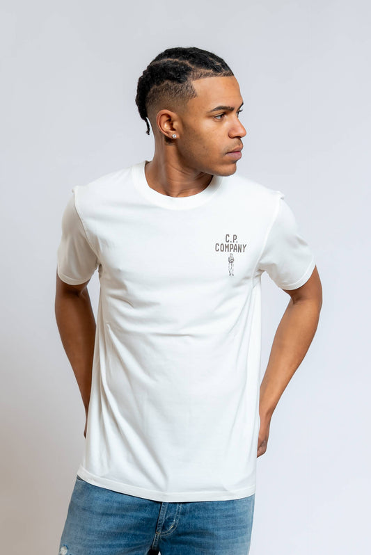 T-shirt Bianca con Logo Sailor Stampato