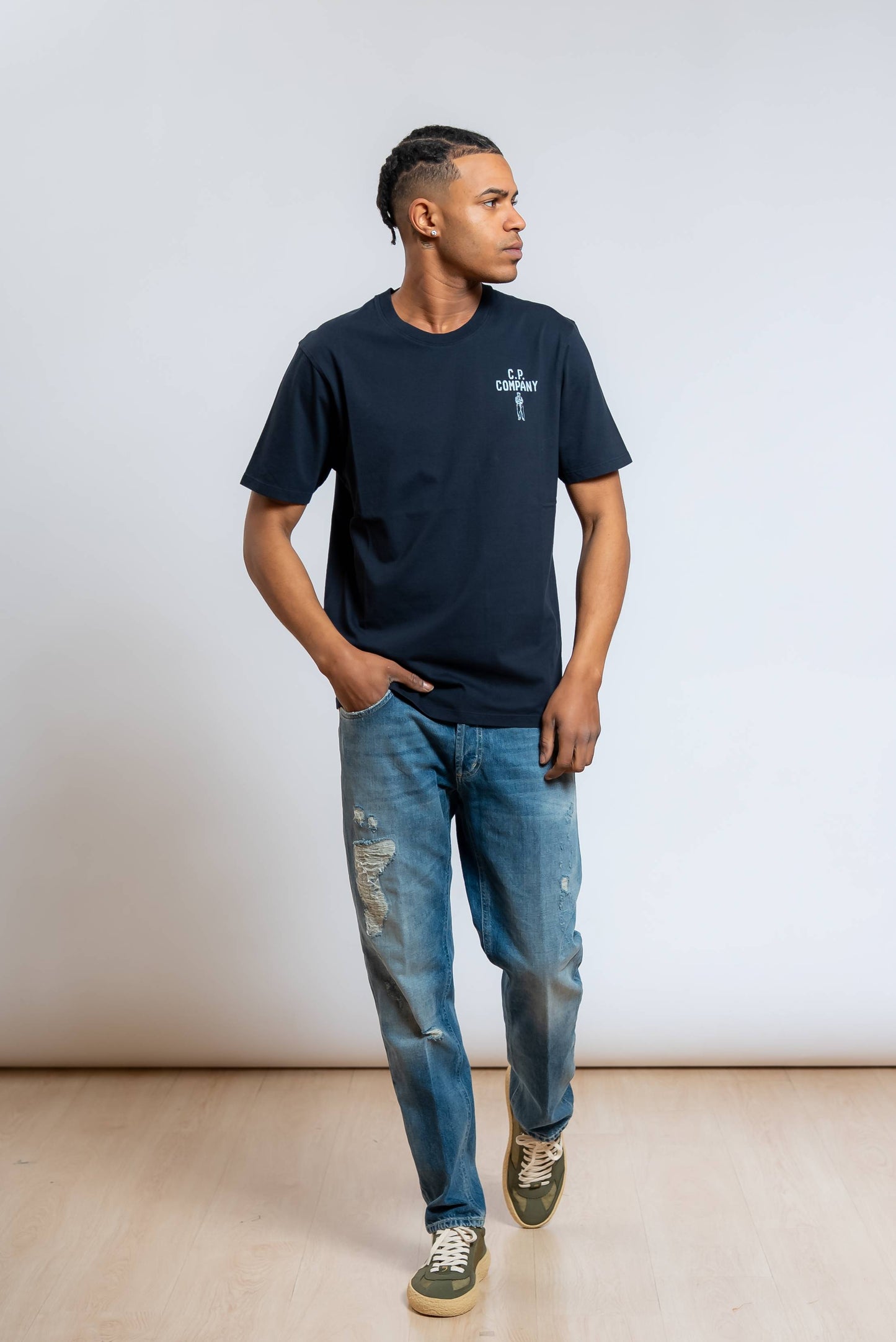 T-shirt Blu con Logo Sailor Stampato