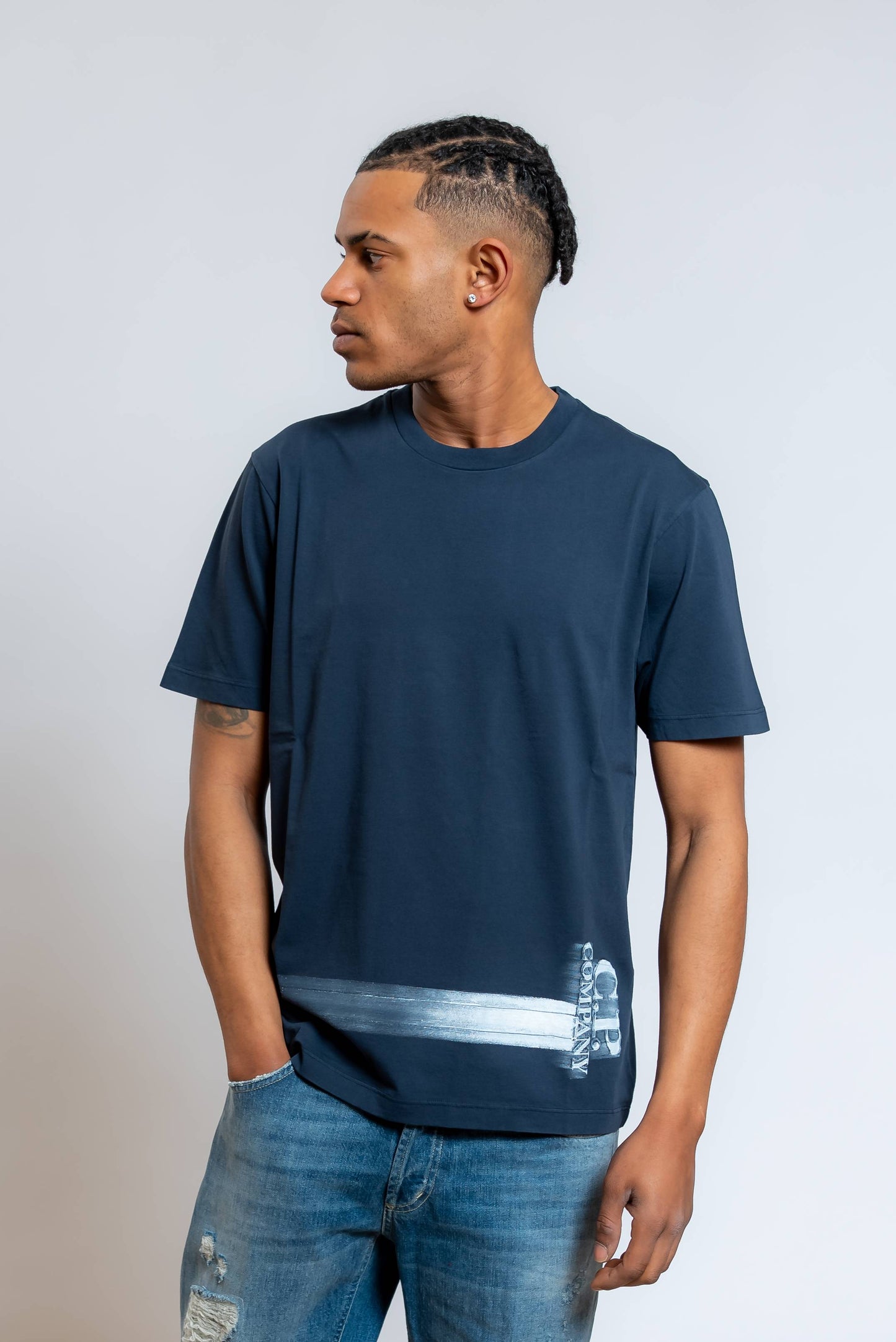T-shirt Blu con Logo Ricamato