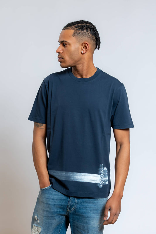 T-shirt Blu con Logo Ricamato