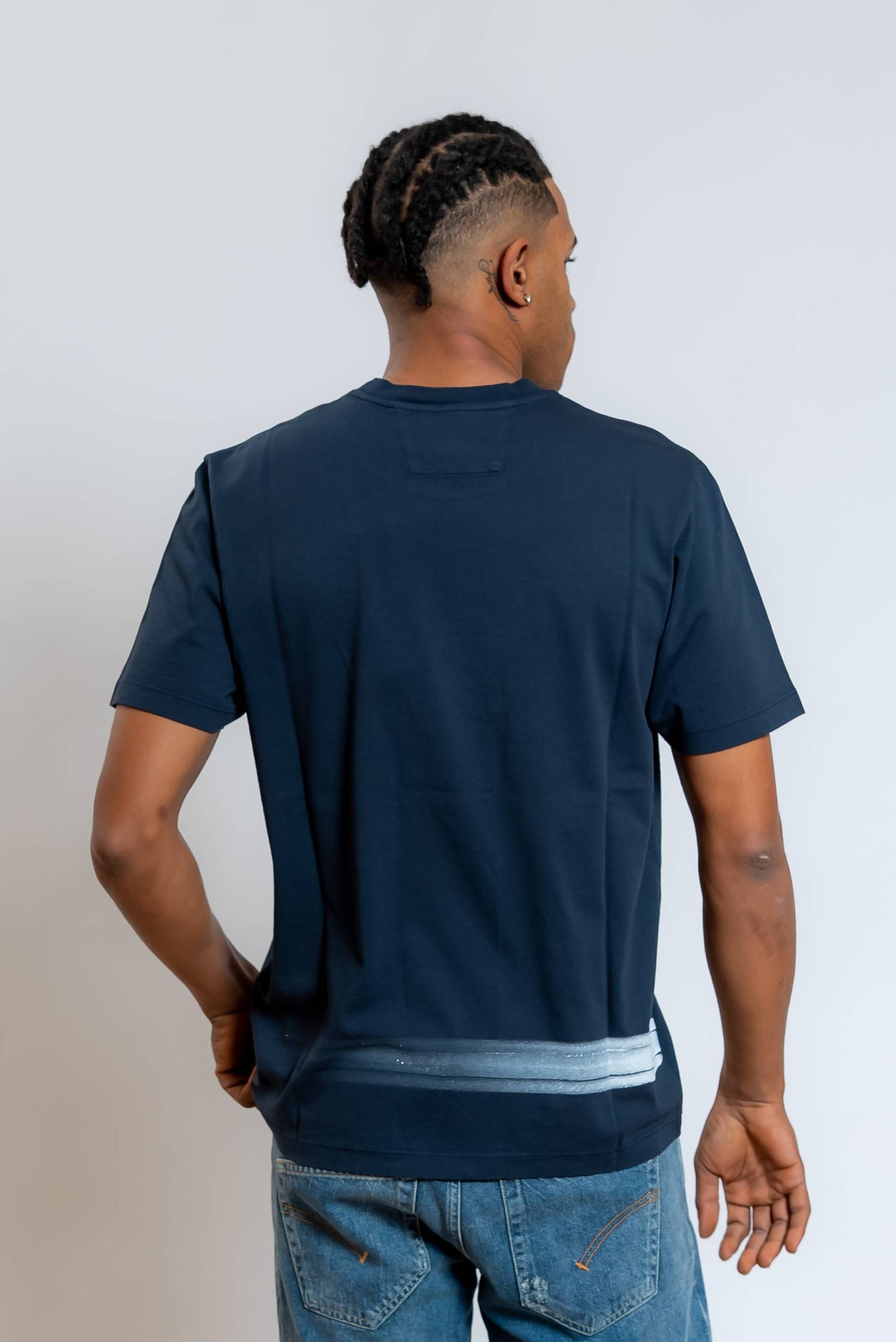 T-shirt Blu con Logo Ricamato