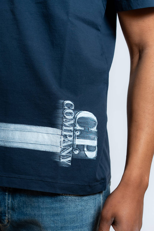 T-shirt Blu con Logo Ricamato