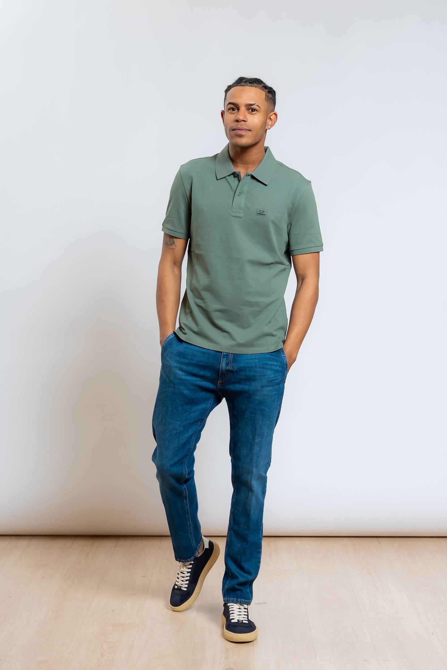 Polo in Piquet con Logo Verde
