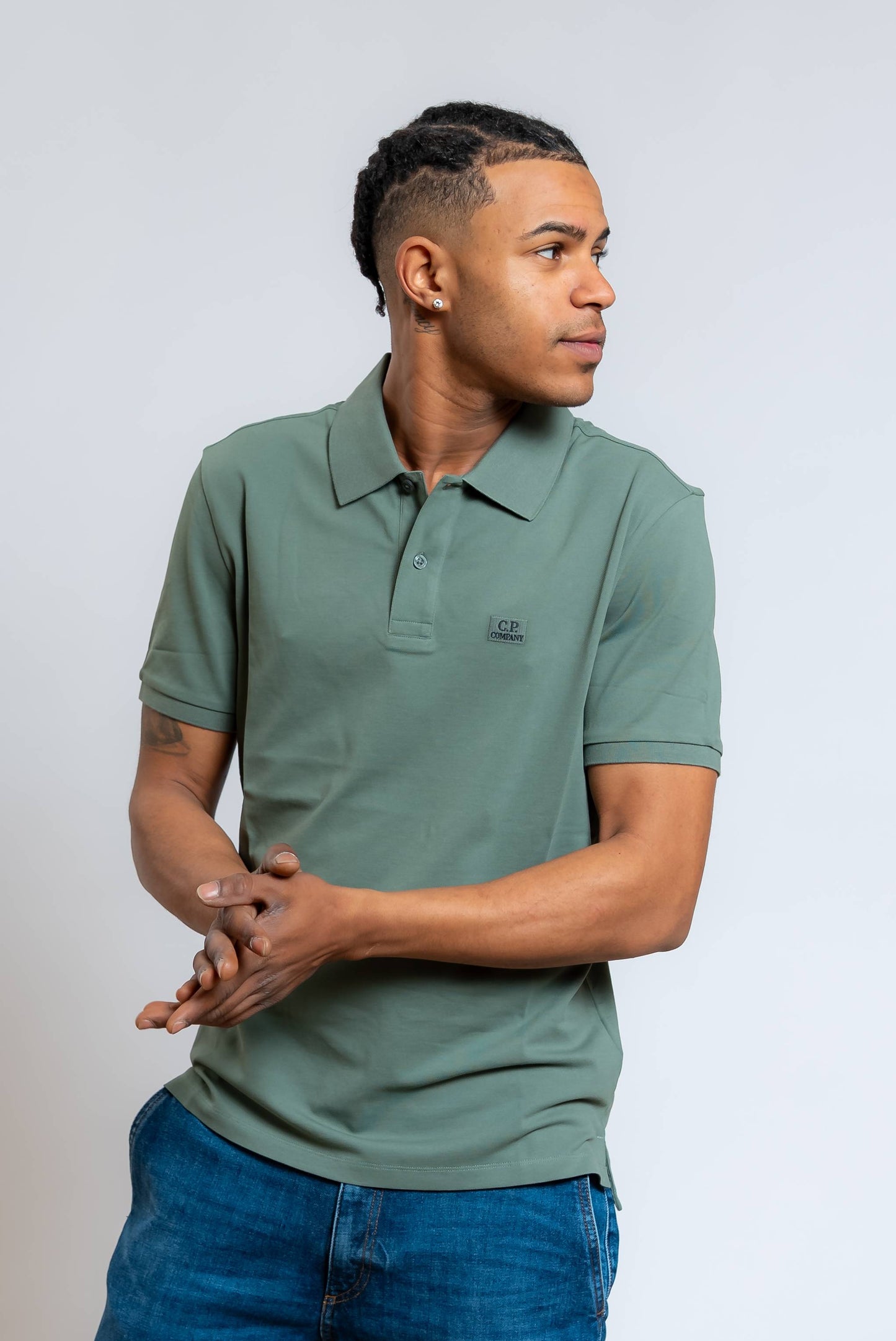 Polo in Piquet con Logo Verde