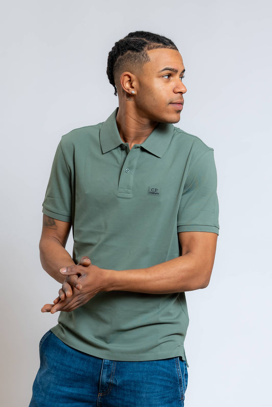 Polo in Piquet con Logo Verde