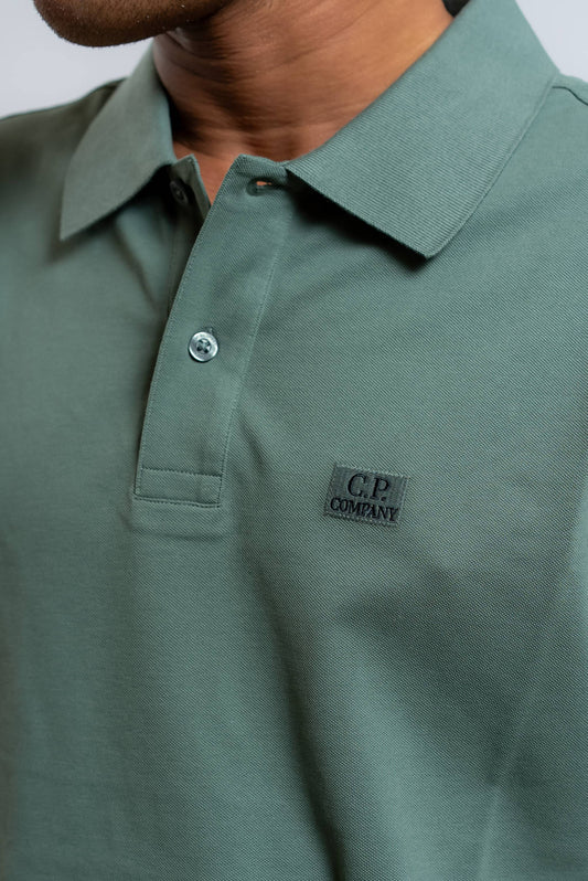 Polo in Piquet con Logo Verde