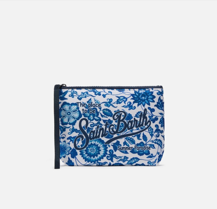 Pochette Aline Stampa Maiolica Blu e Bianca