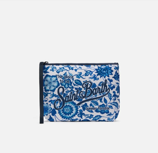 Pochette Aline Stampa Maiolica Blu e Bianca
