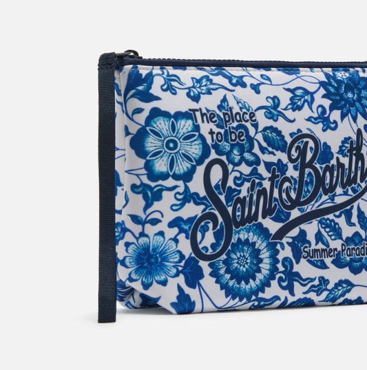 Pochette Aline Stampa Maiolica Blu e Bianca