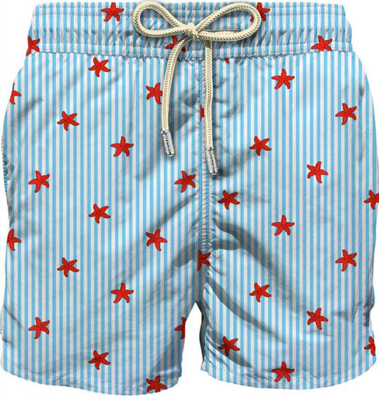Costume da Uomo Starfish Stripes Celeste e Bianco