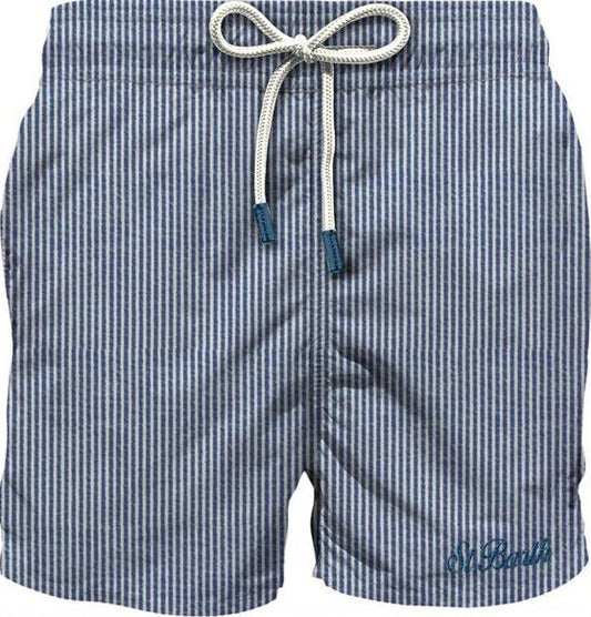 Costume da Uomo Seersucker a Righe Blu e Bianche