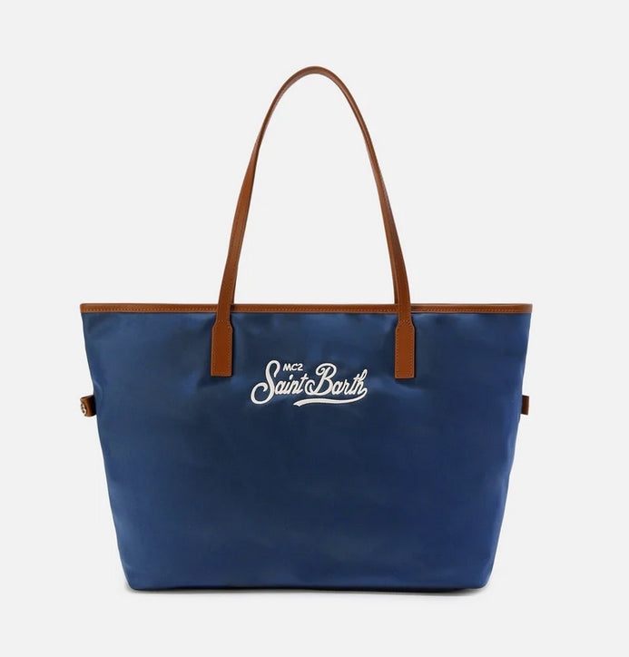 Borsa Large City in Nylon Blu