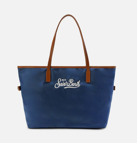 Borsa Large City in Nylon Blu