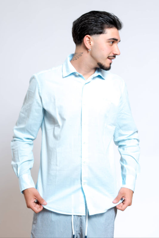 Camicia St. Barth in Cotone Celeste