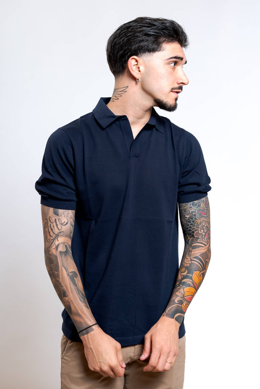 Polo Sloan in Cotone Blu