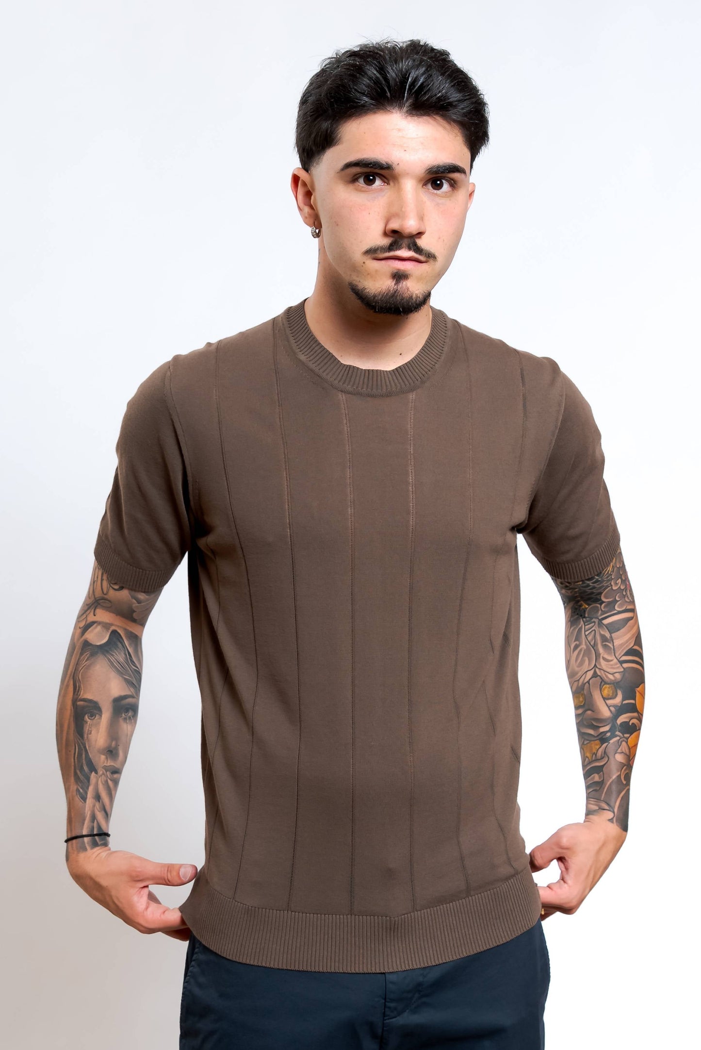 Maglia in Cotone Marrone Lavorata