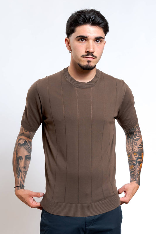 Maglia in Cotone Marrone Lavorata