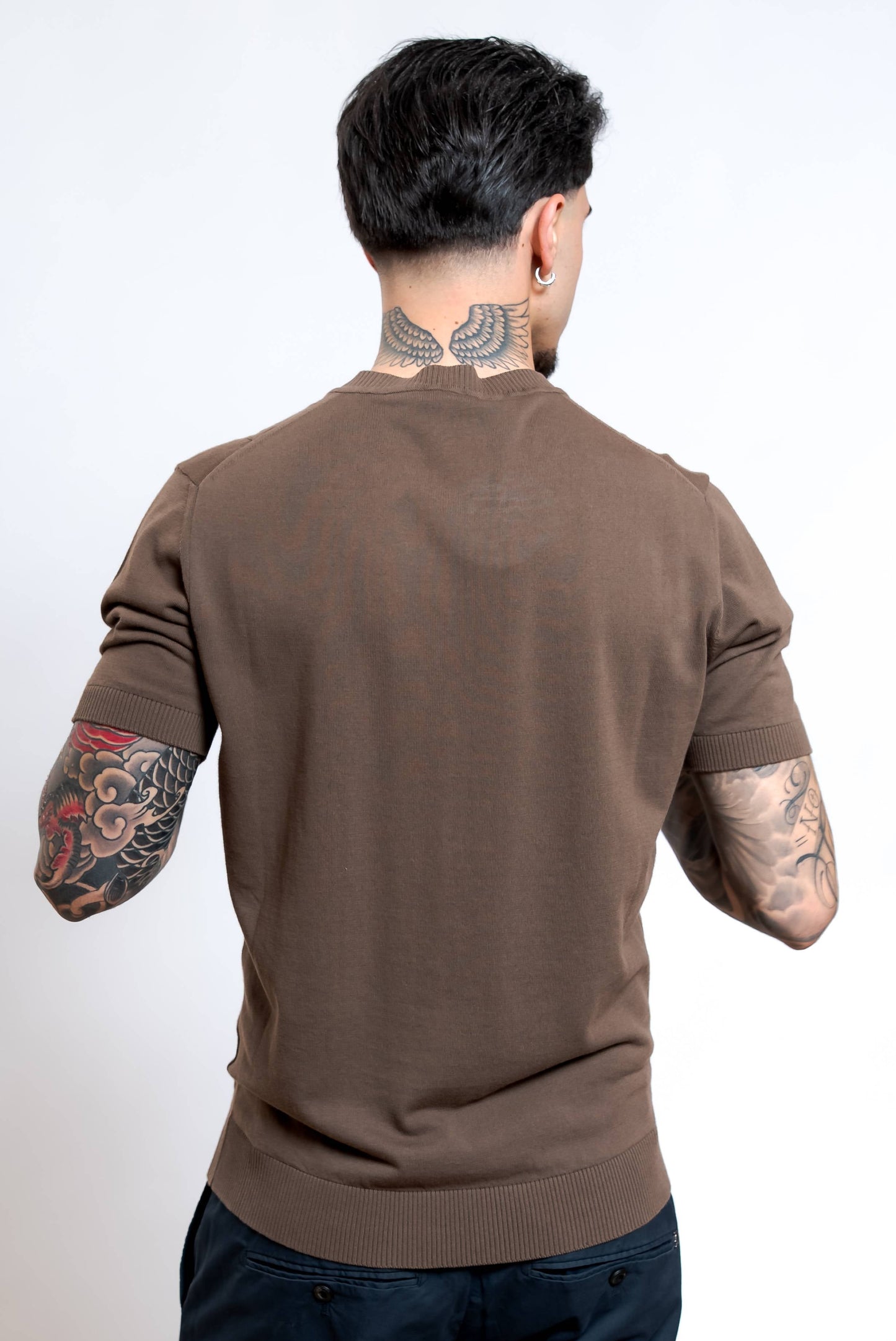 Maglia in Cotone Marrone Lavorata