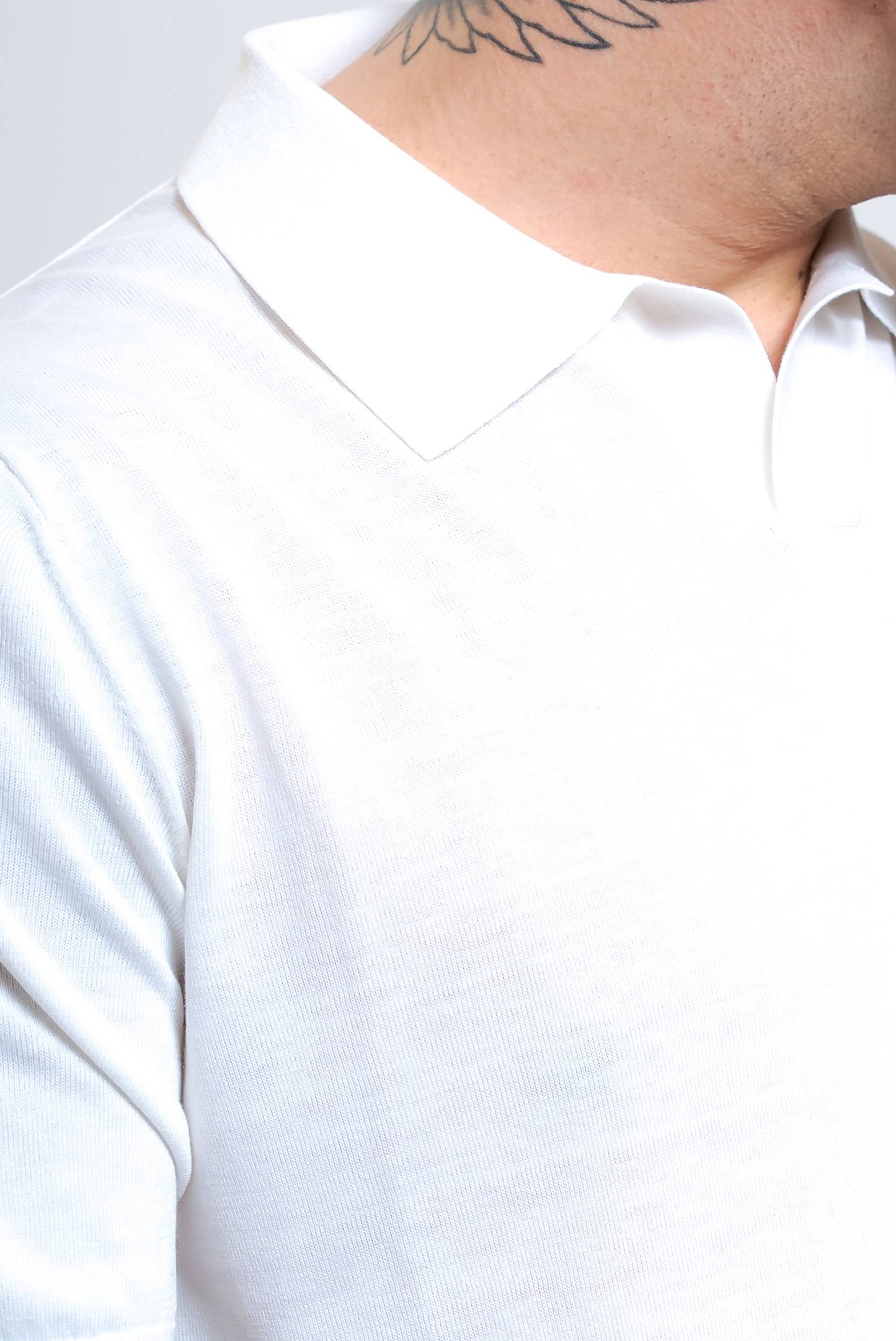 Polo in Seta e Cotone Bianco