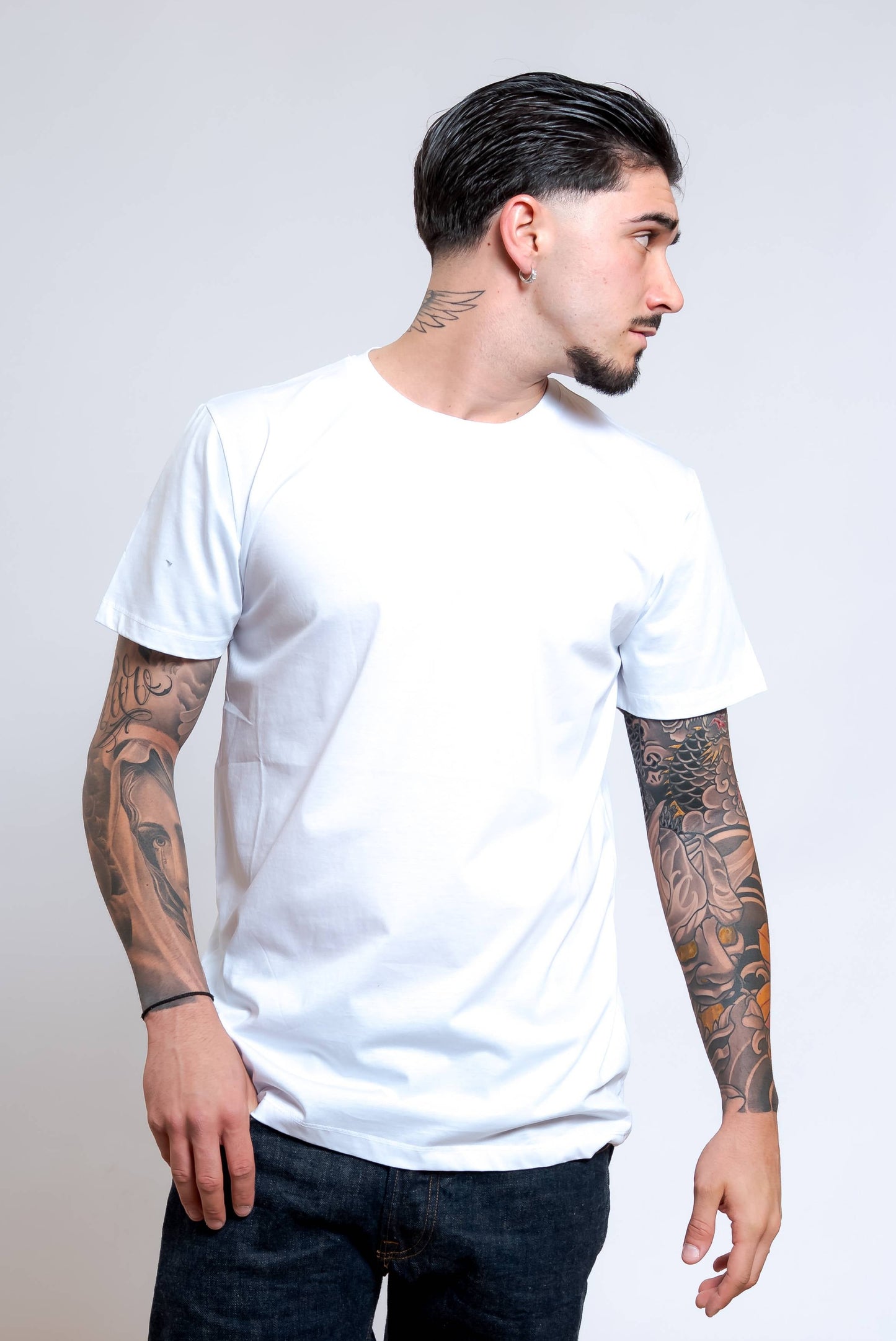 T-Shirt Basic in Jersey di Cotone Bianco