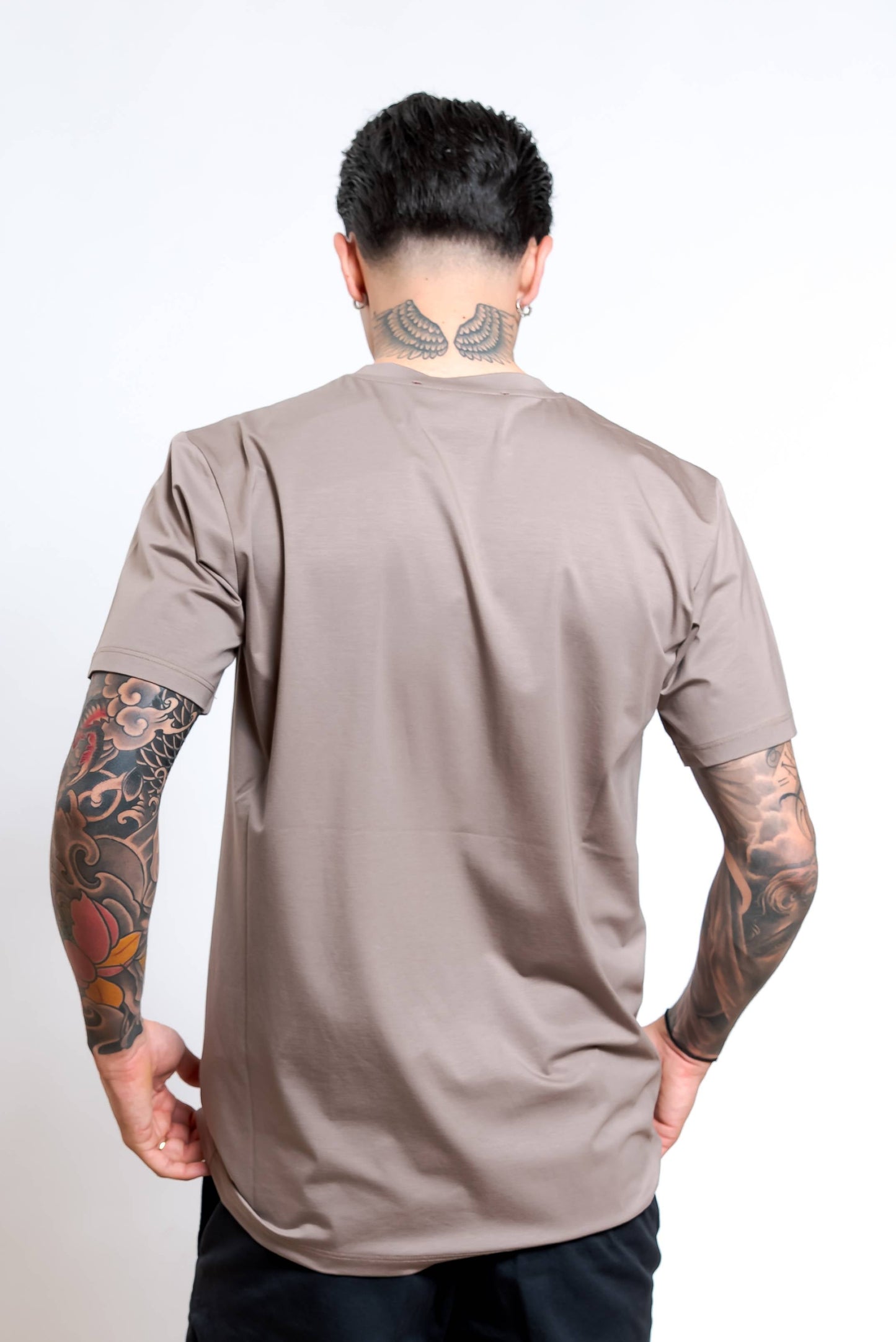 T-Shirt Basic in Jersey di Cotone Beige