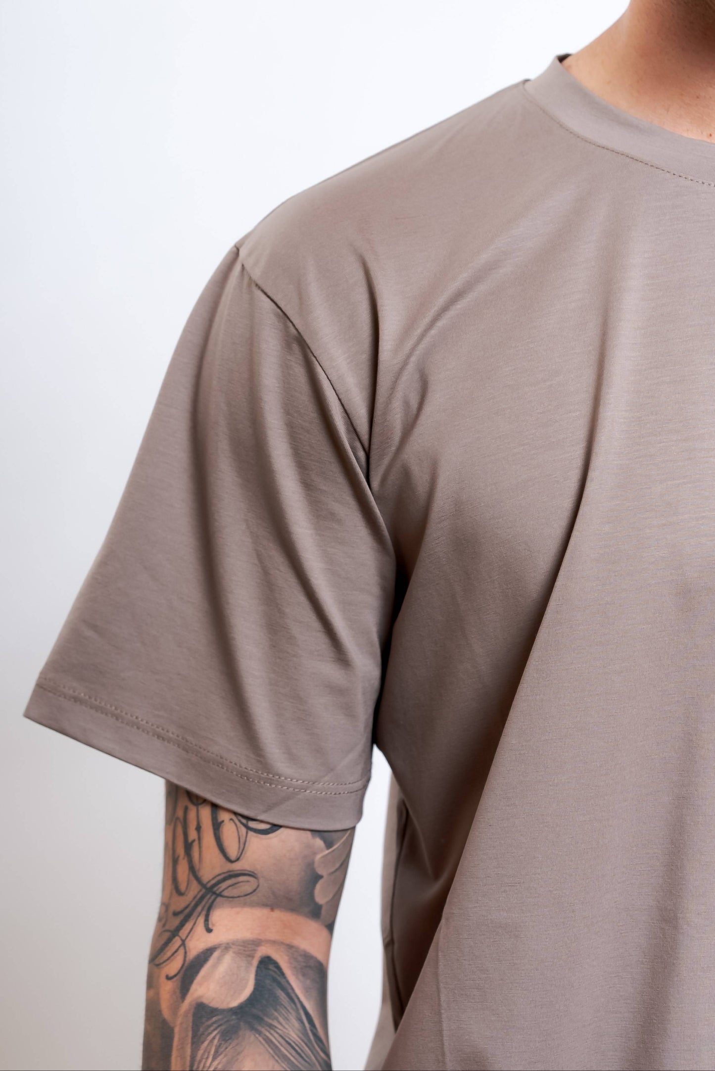 T-Shirt Basic in Jersey di Cotone Beige