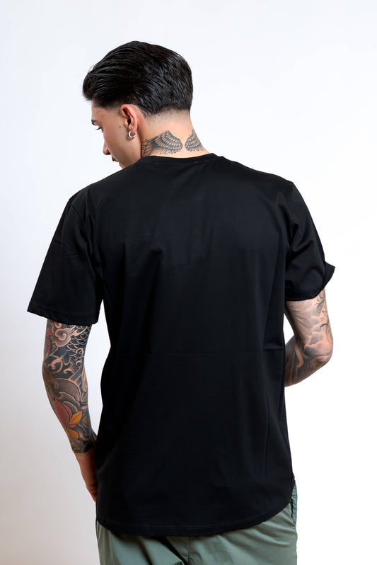 T-Shirt Basic in Jersey di Cotone Nero