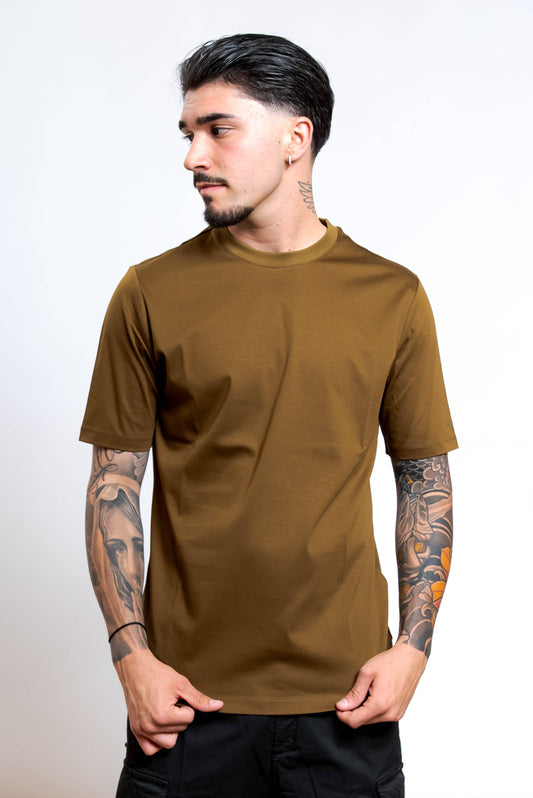 T-shirt in Cotone Marrone