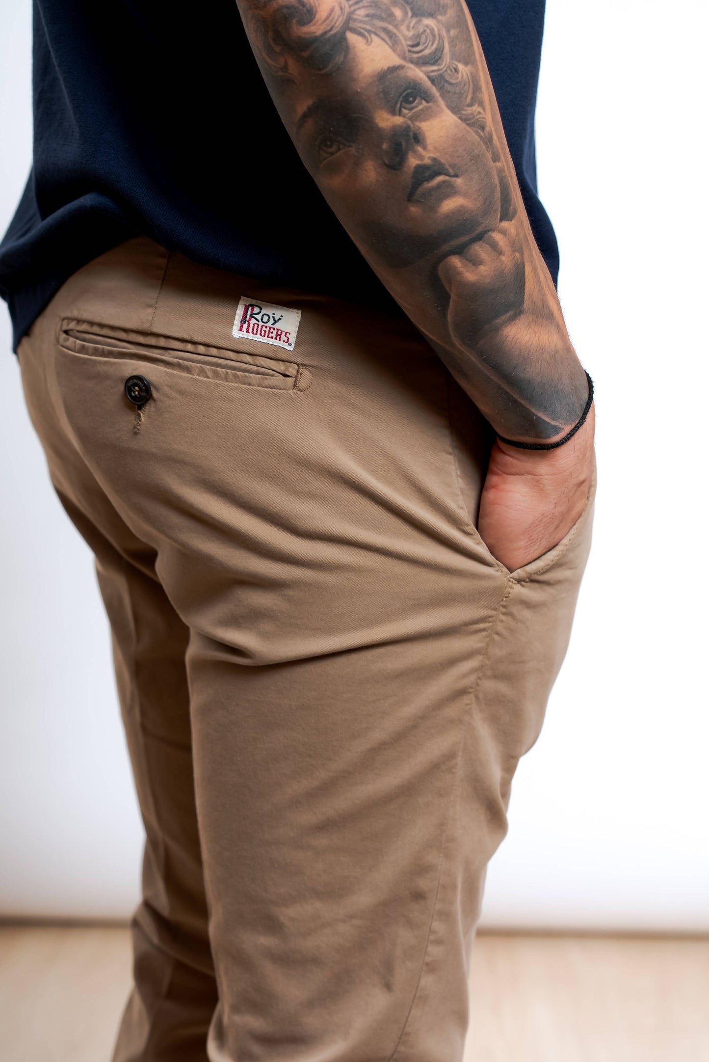 Pantaloni New Rolf in Cotone Beige Scuro