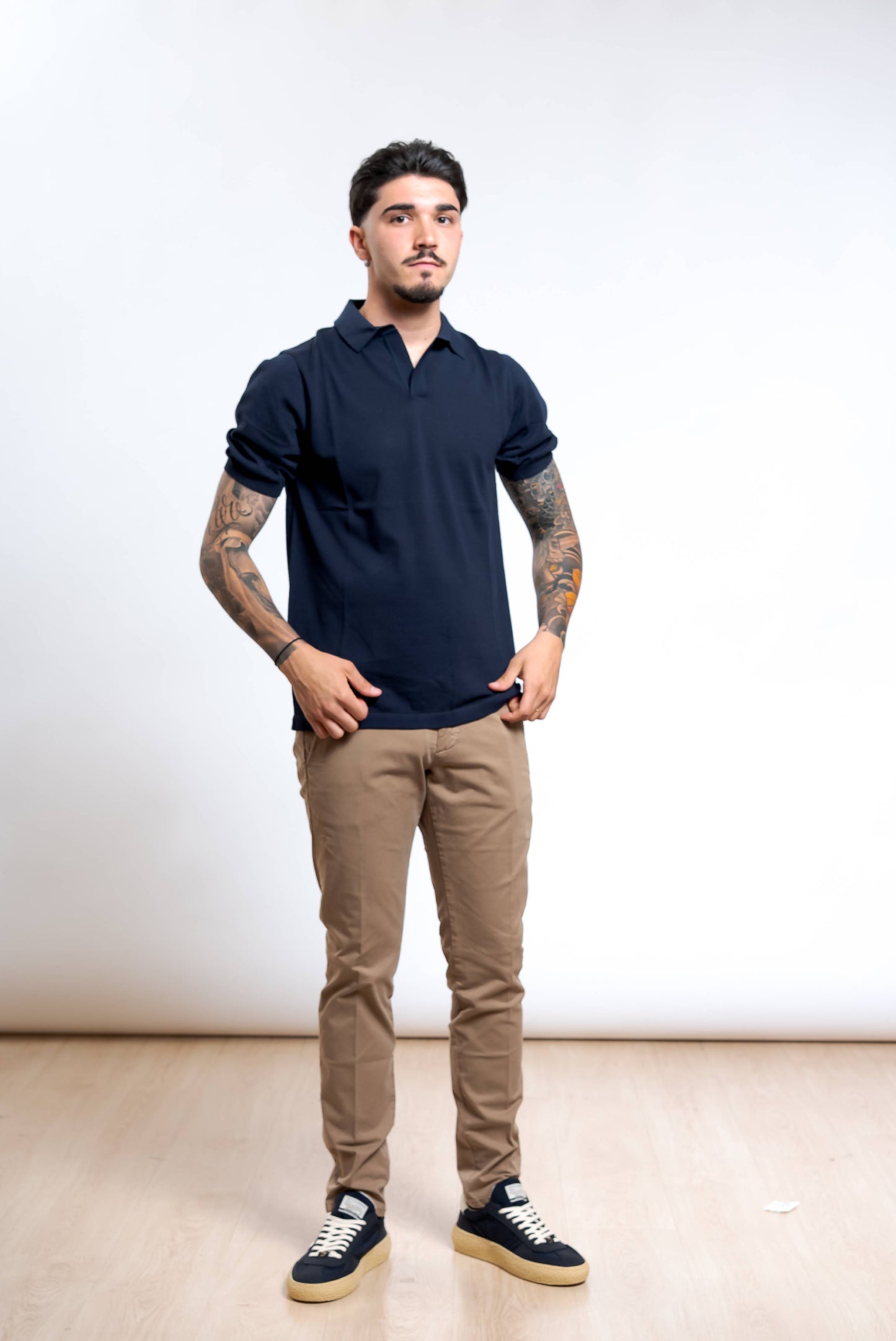 Pantaloni New Rolf in Cotone Beige Scuro