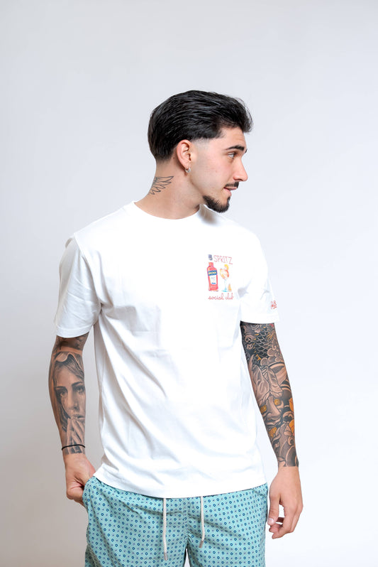 T-shirt Social Spritz Bianca in Cotone