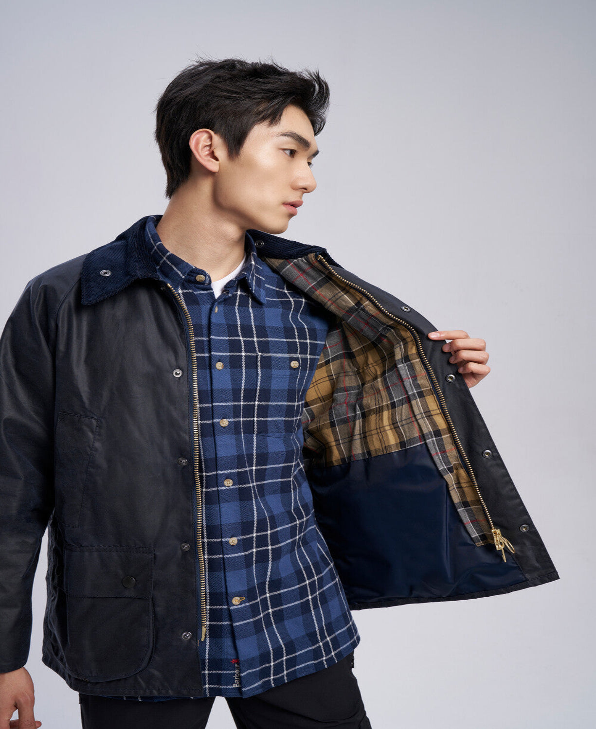 Giacca Bedale in Cotone Cerato Blu