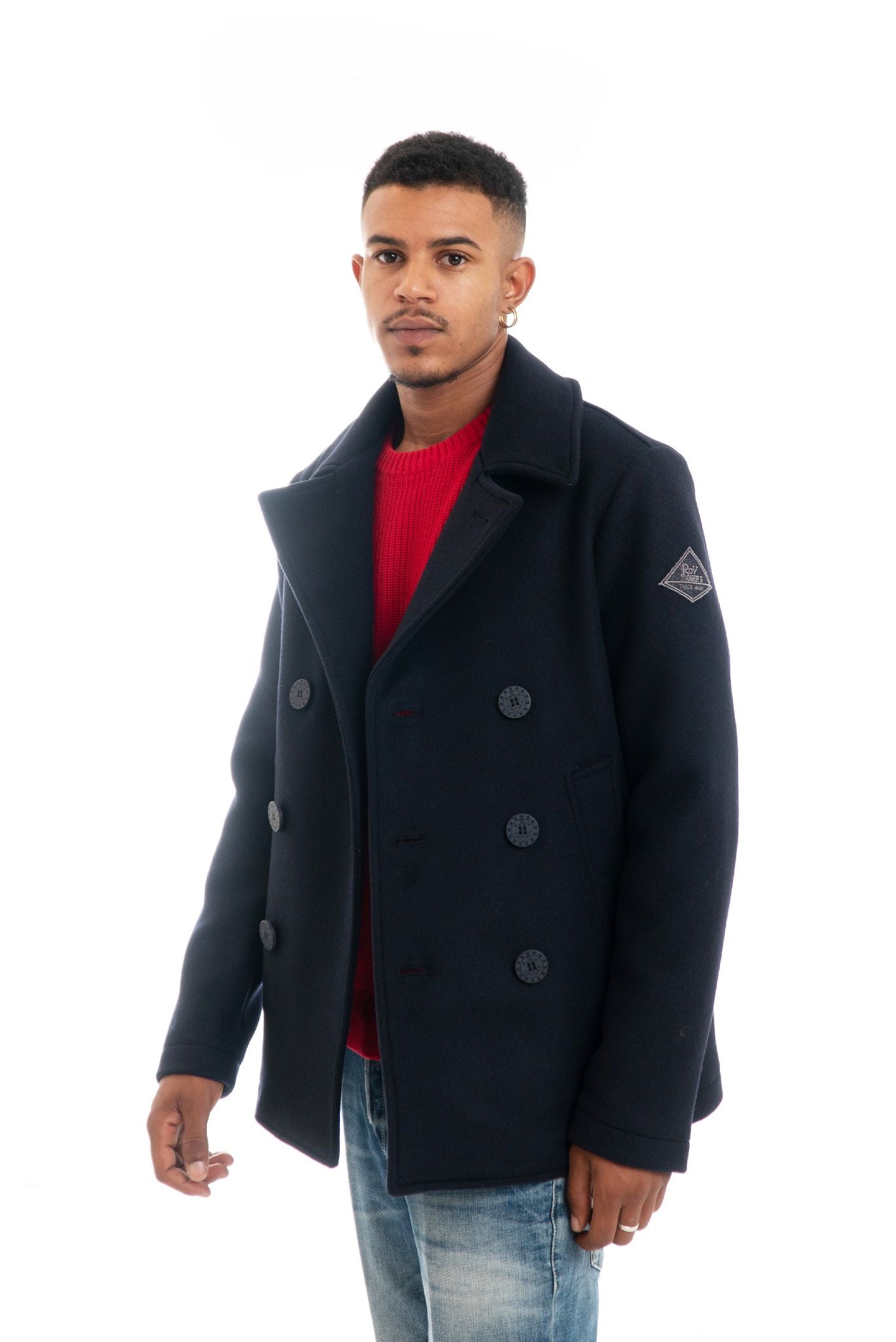 Cappotto Melton Doppio Petto in Lana Blu